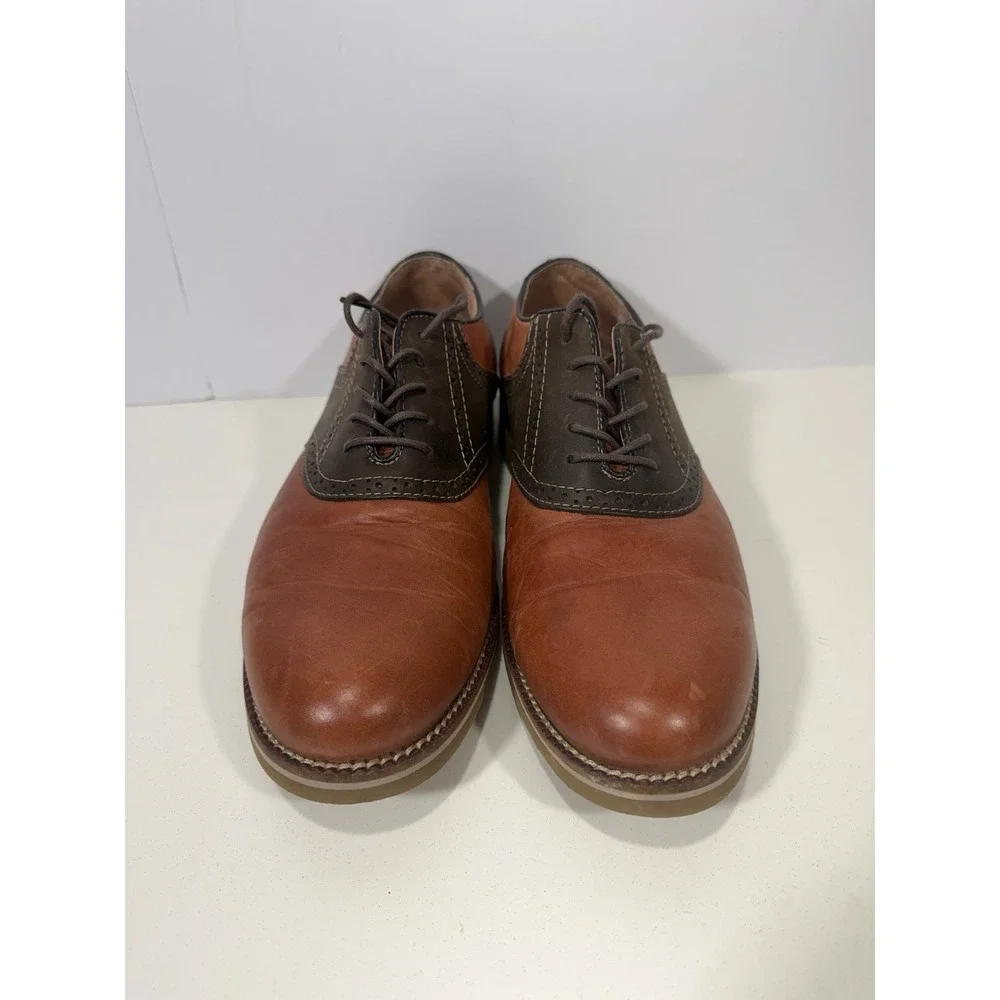 GH Bass Burlington Mens 11D Saddle Shoes Tan Brown‎ Leather Oxford Brogue Dress